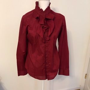 Talbots Button Down - Ruffled, High Collar